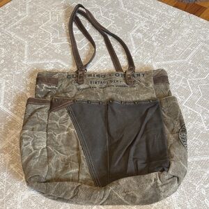 Myra Bag/Tote - Vintage Style Brown and Gray Tote Bag (-Army greens& Browns)